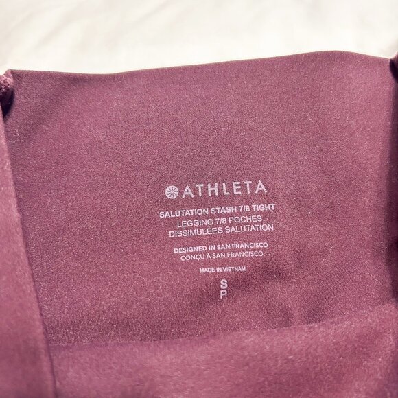 Athleta Salutation Stash Pocket II 7/8 Tight Leggings Burgundy Spiced Cabernet S - Picture 4 of 9